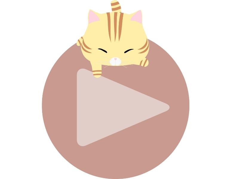 猫の手が動画再生ボタンを押すイラスト