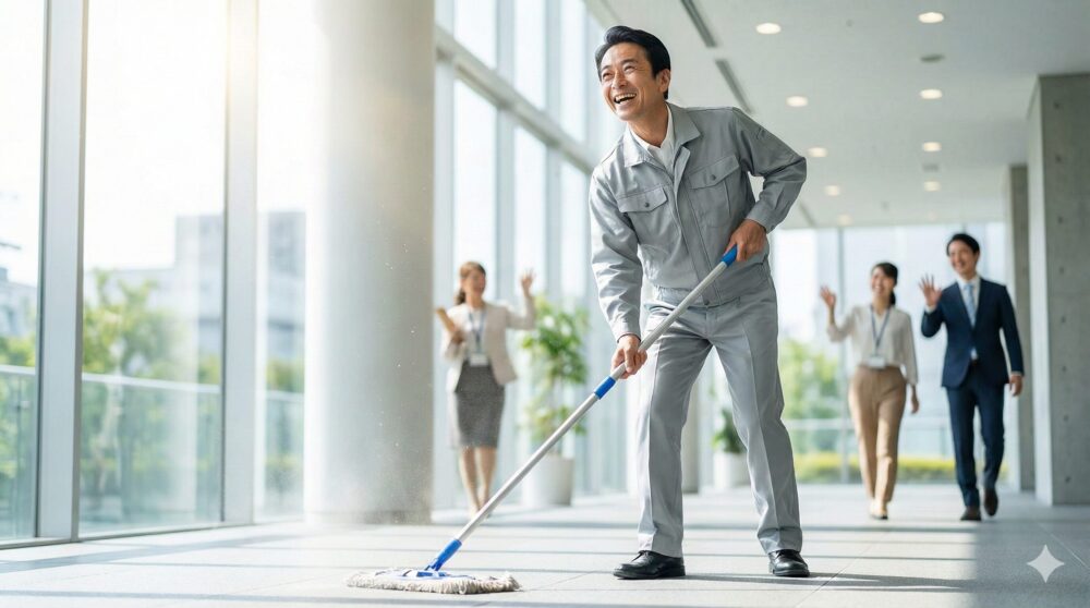H2見出し「「恥ずかしい気持ち」とサヨナラ！清掃の仕事でポジティブに働く3つのコツ」のイメージ画像